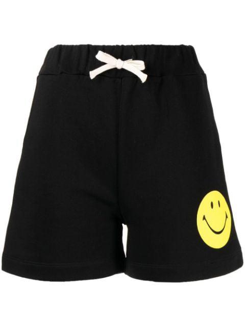 smiley-face print cotton shorts by JOSHUA SANDERS