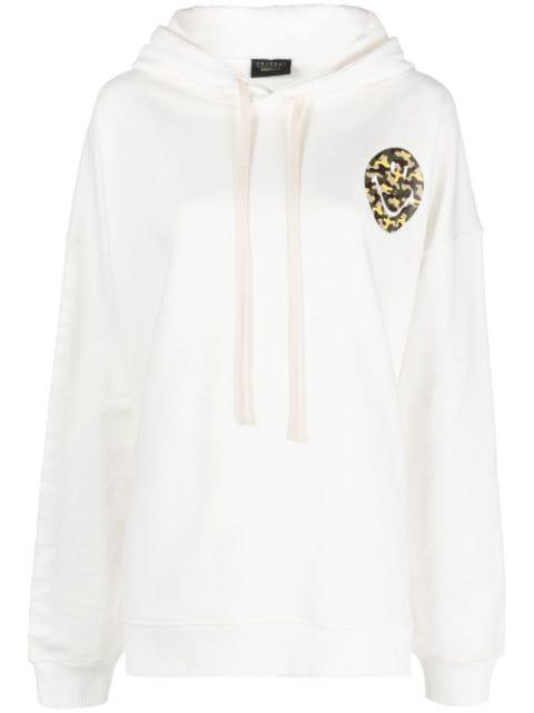 smiley-print drawstring hoodie by JOSHUA SANDERS