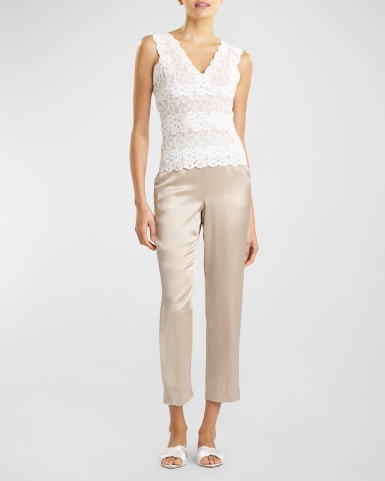 V-Neck Floral Lace Tank by JOSIE NATORI