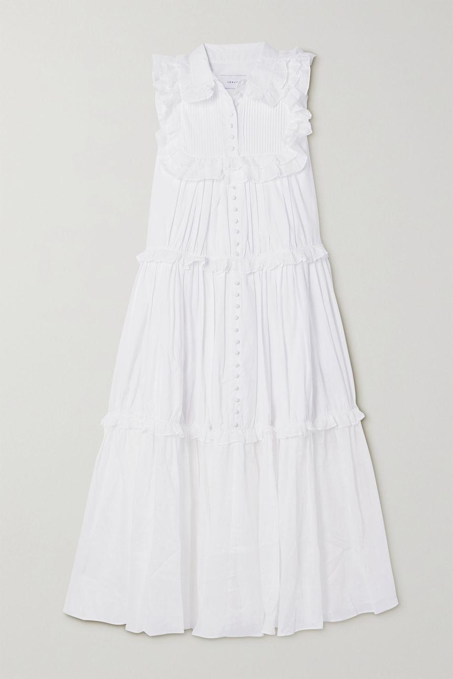 + NET SUSTAIN Hannah tiered ruffled organic cotton-voile midi dress by JOSLIN + NET SUSTAIN Hannah tiered ruffled organic cotton-voile midi dress by JOSLIN