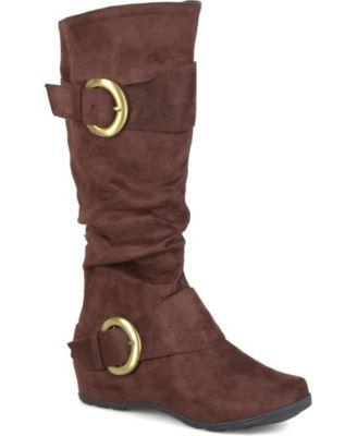 Women's Jester Rouched Buckle Mid Shaft Boots by JOURNEE COLLECTION Women's Jester Rouched Buckle Mid Shaft Boots by JOURNEE COLLECTION
