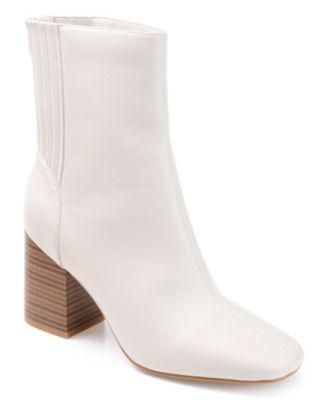 Women's Maize Square Toe Stacked Heel Booties by JOURNEE COLLECTION Women's Maize Square Toe Stacked Heel Booties by JOURNEE COLLECTION