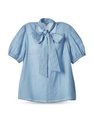 Short Sleeve Bow Neck Blouse - Exclusive by JOVONNA LONDON