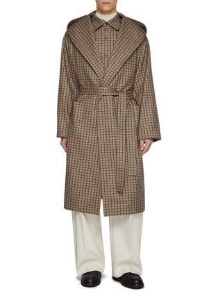 Hooded Check Bathrobe Coat by JQUALITY
