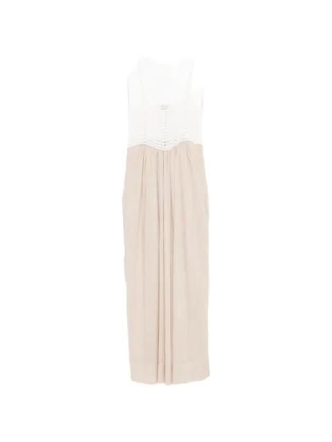 crochet-knit panelled maxi dress by JUCCA