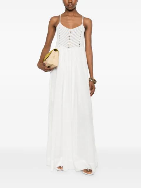 pointelle-knit spaghetti-strap maxi dress by JUCCA