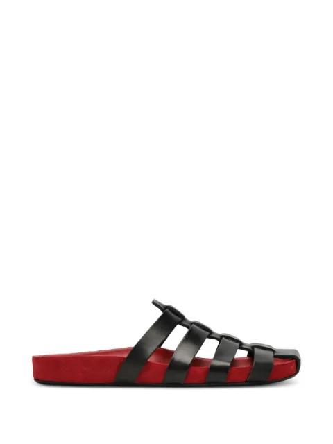 Dusty caged leather slides by JUDE
