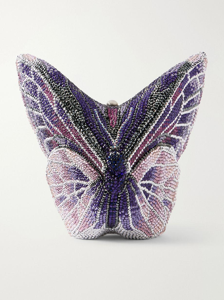 Butterfly crystal-embellished silver-tone clutch by JUDITH LEIBER COUTURE