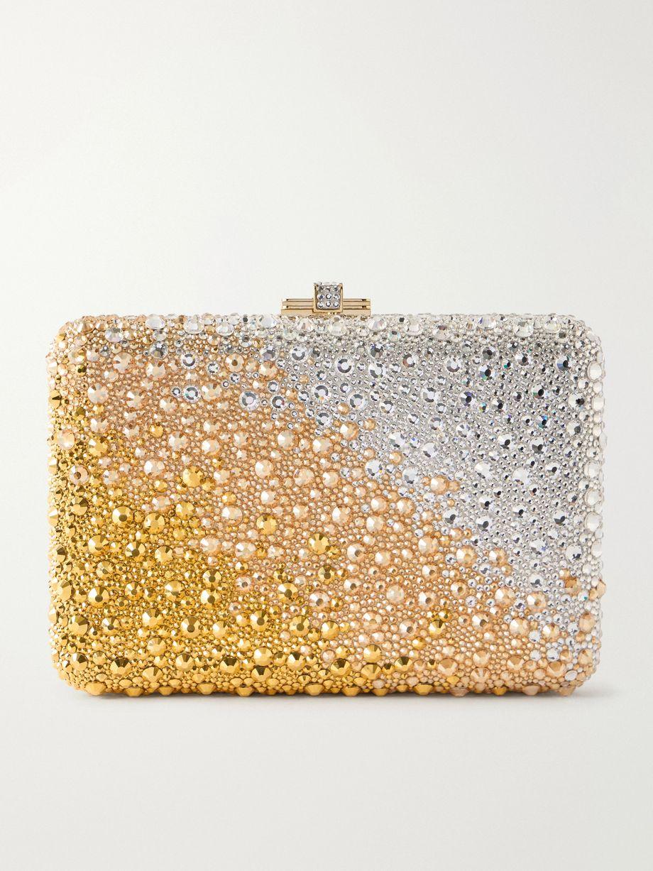 Slim Slide crystal-embellished silver-tone clutch by JUDITH LEIBER COUTURE
