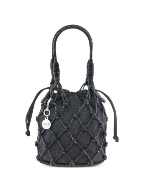 crystal-embellished netted bucket bag by JUDITH LEIBER