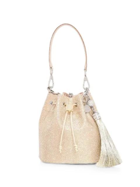 crystal-embellished tassel-detail bucket bag by JUDITH LEIBER