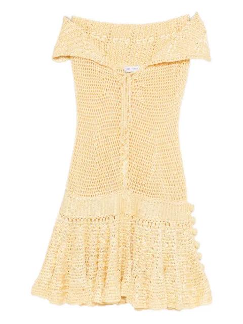 Danae off-shoulder crochet mini dress by JUDY TURNER