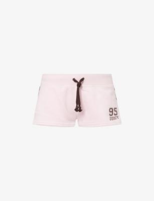 Brand-Print Stripe-Trim Cotton-Fleece Track Shorts by JUICY COUTURE