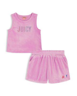 Girls' Velour 2 Piece Rhinestones Shorts Set - Big Kid by JUICY COUTURE