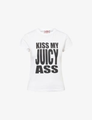 Kiss My Round-Neck Cotton T-Shirt by JUICY COUTURE