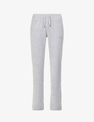 Logo-embroidered straight-leg high-rise velour trousers by JUICY COUTURE