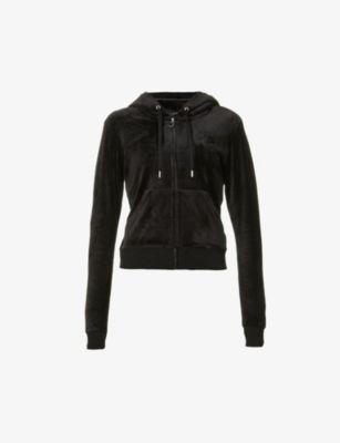 Regular-fit logo-embroidered velour hoody by JUICY COUTURE