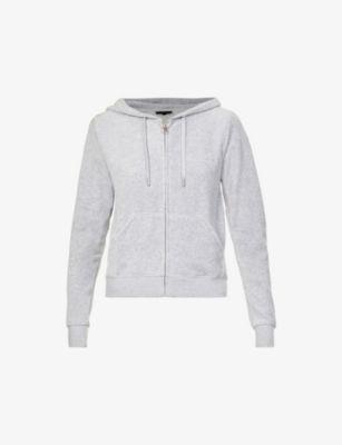 Regular-fit logo-embroidered velour hoody by JUICY COUTURE