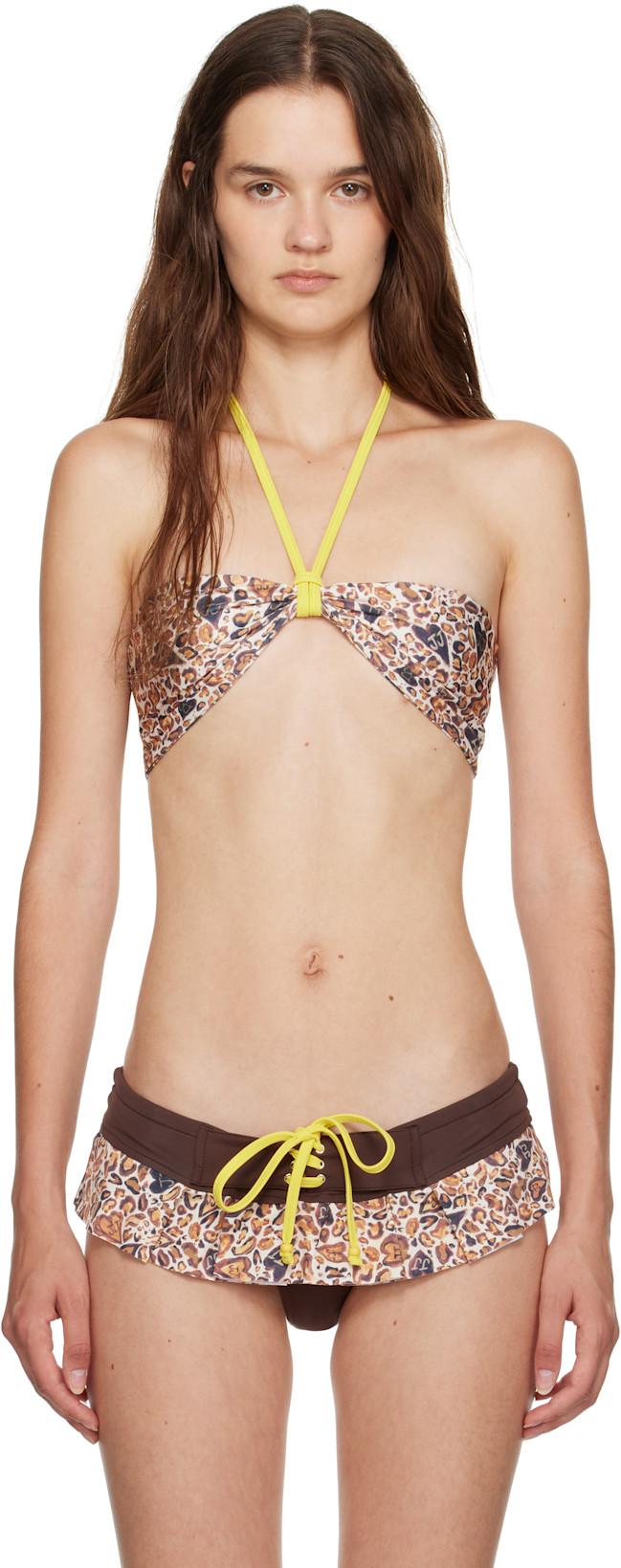 Brown Halter Bandeau Bikini Top by JULIET JOHNSTONE