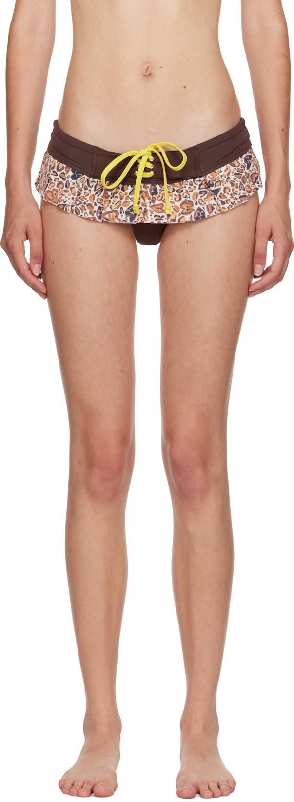 Brown Lace-Up Bikini Bottom by JULIET JOHNSTONE