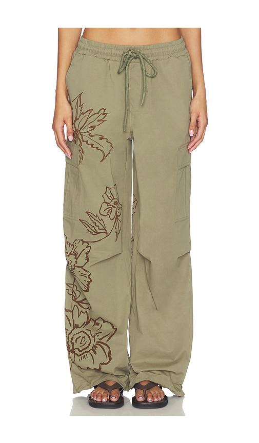 Juliet Johnstone Cotton Parachute Pant in Olive by JULIET JOHNSTONE