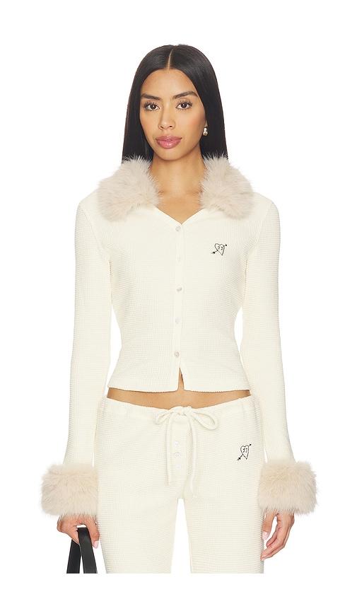 Juliet Johnstone Waffle Knit Cardigan in Cream by JULIET JOHNSTONE