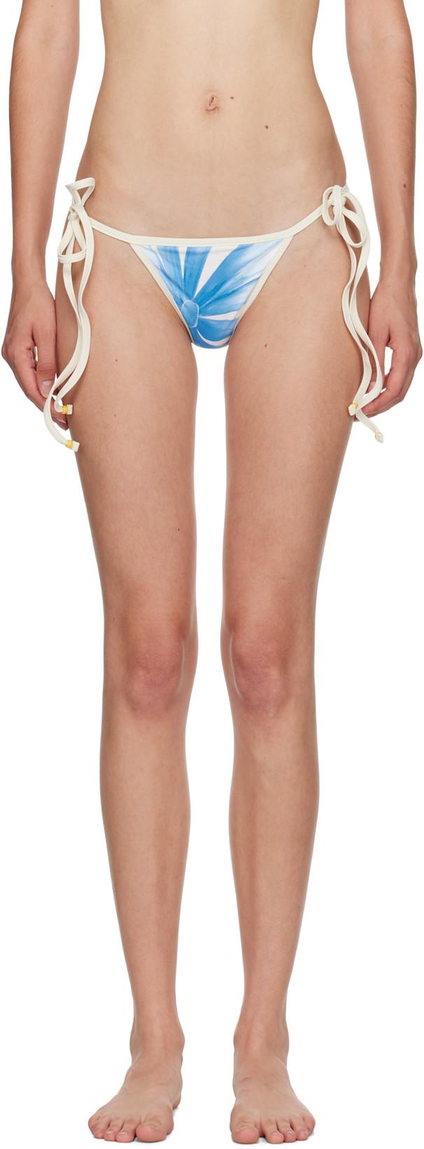 Off-White Garden Bikini Bottom by JULIET JOHNSTONE