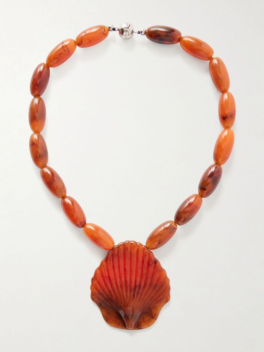 Silver-tone, shell and resin necklace by JULIETTA