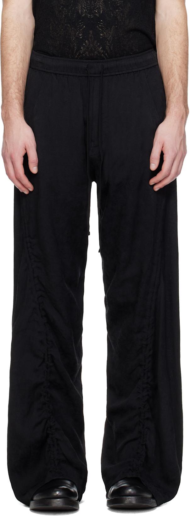 Black Flare Wide Trousers by JULIUS