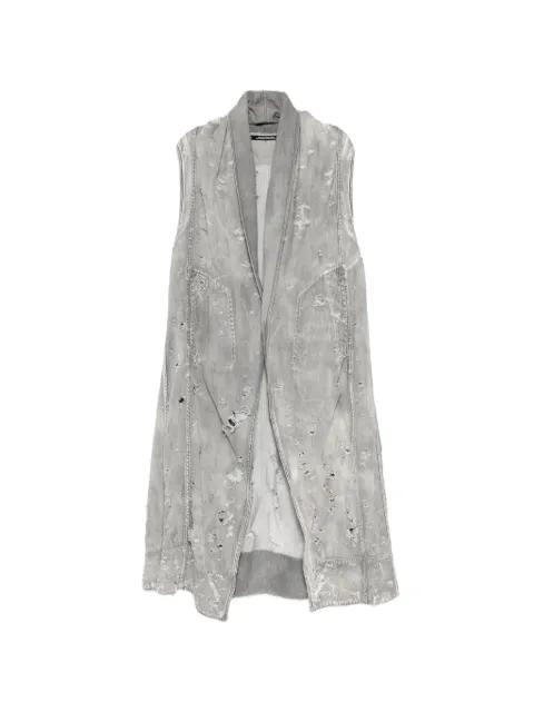 distressed sleeveless coat by JULIUS