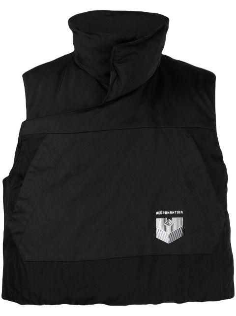 logo-print sleeveless padded gilet by JULIUS
