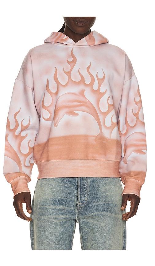 Jungles Flaming Dolphin Airbrush Hoodie in Pink by JUNGLES JUNGLES