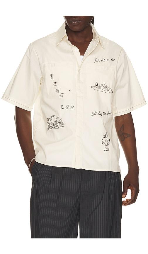 Jungles Fuck All Button Up Shirt in Cream by JUNGLES JUNGLES