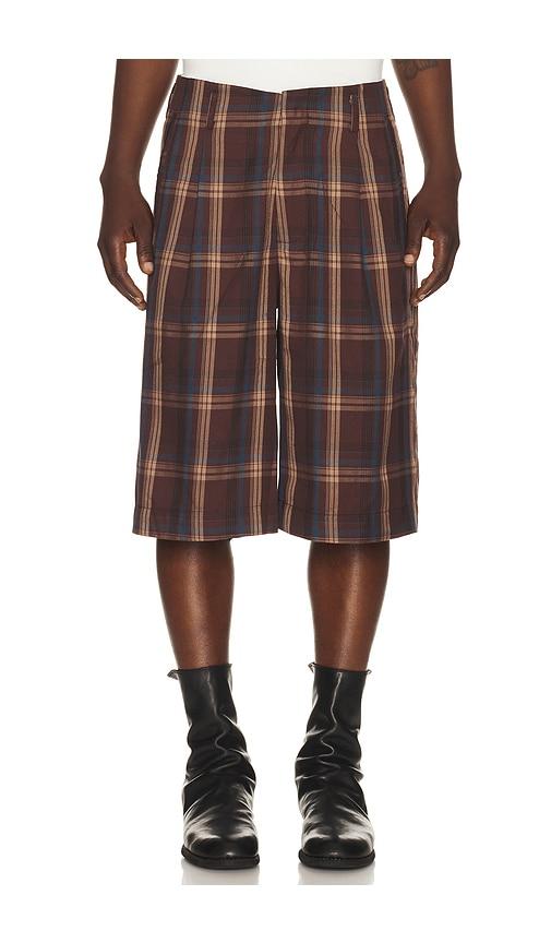 Jungles Tartan Hollywood Shorts in Brown by JUNGLES JUNGLES