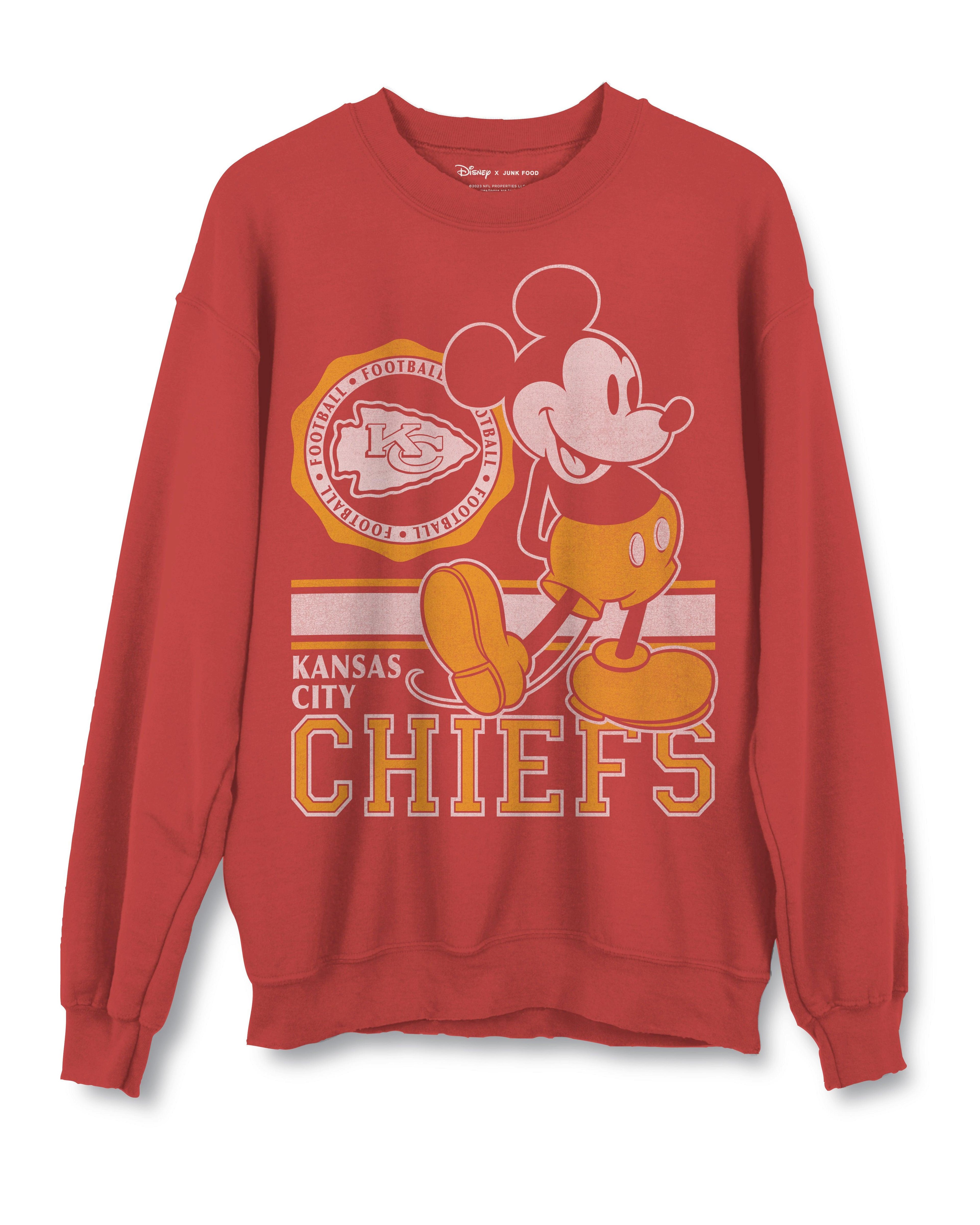 Junk Food Clothing Chiefs Mickey Crewneck Sweatshirt Fleece by JUNK FOOD CLOTHING