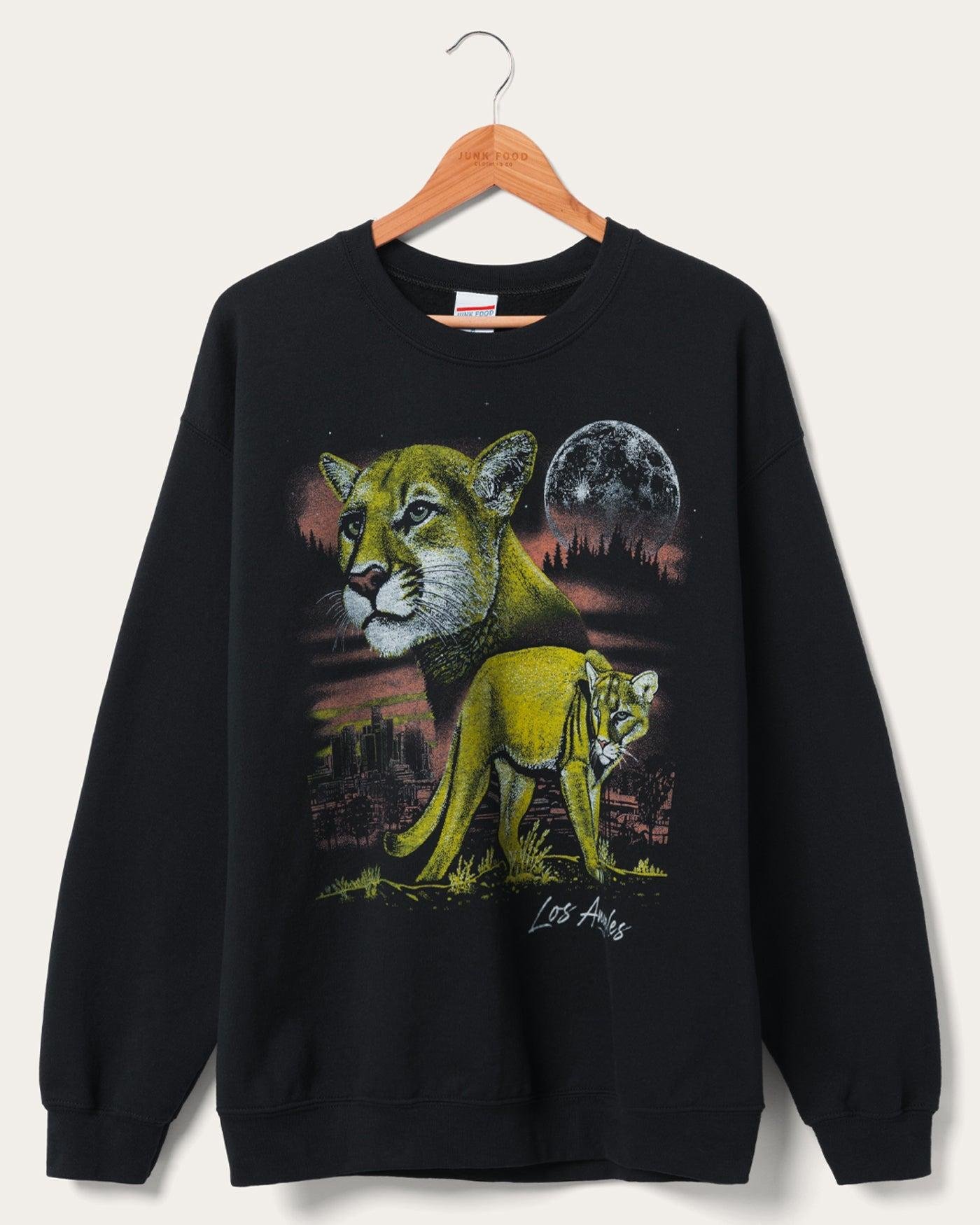 Junk Food Clothing La Mountain Lion Flea Market Crewneck Sweatshirt Fleece by JUNK FOOD CLOTHING