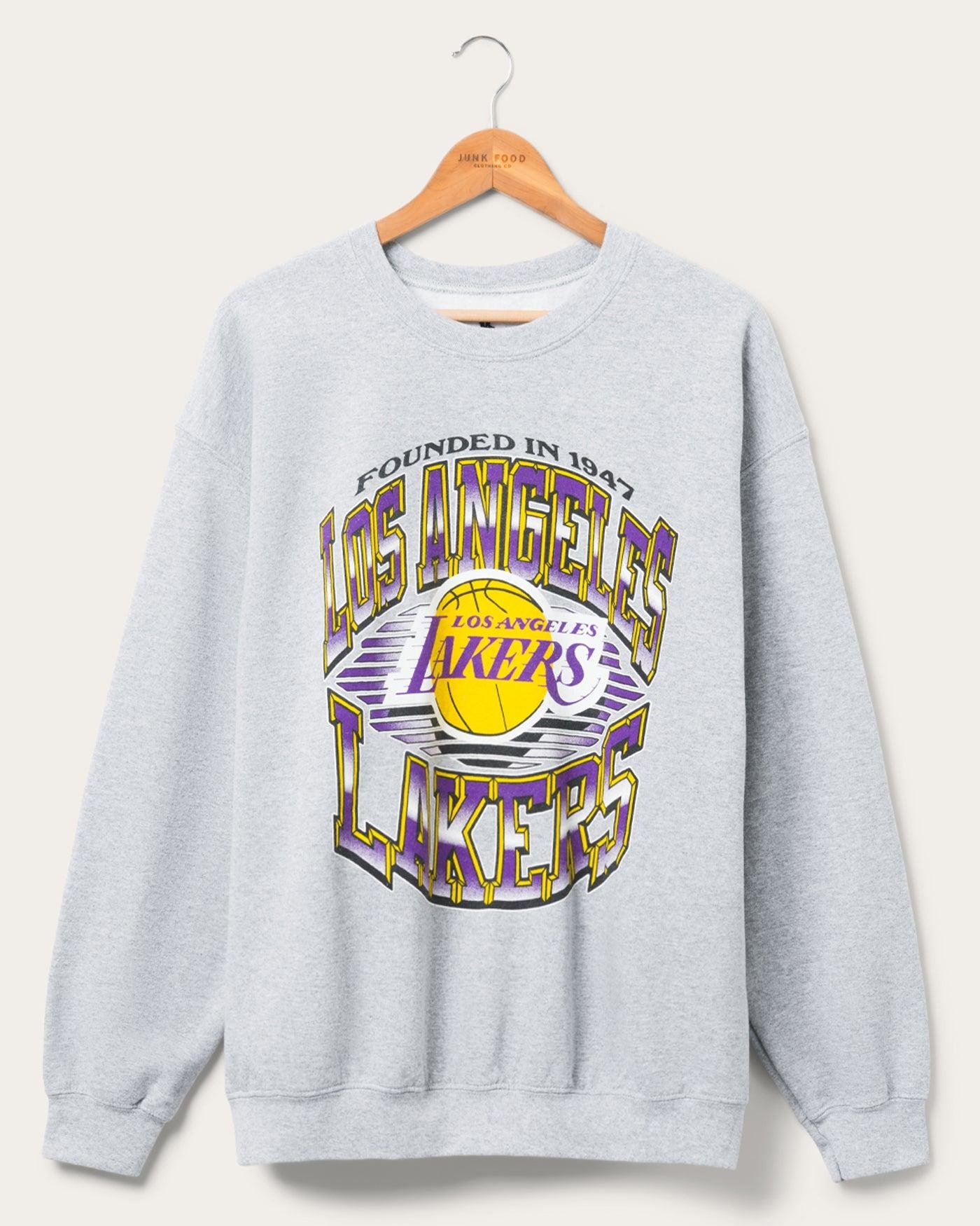 Junk Food Clothing Lakers Chrome Lines Crewneck Sweatshirt Fleece by JUNK FOOD CLOTHING