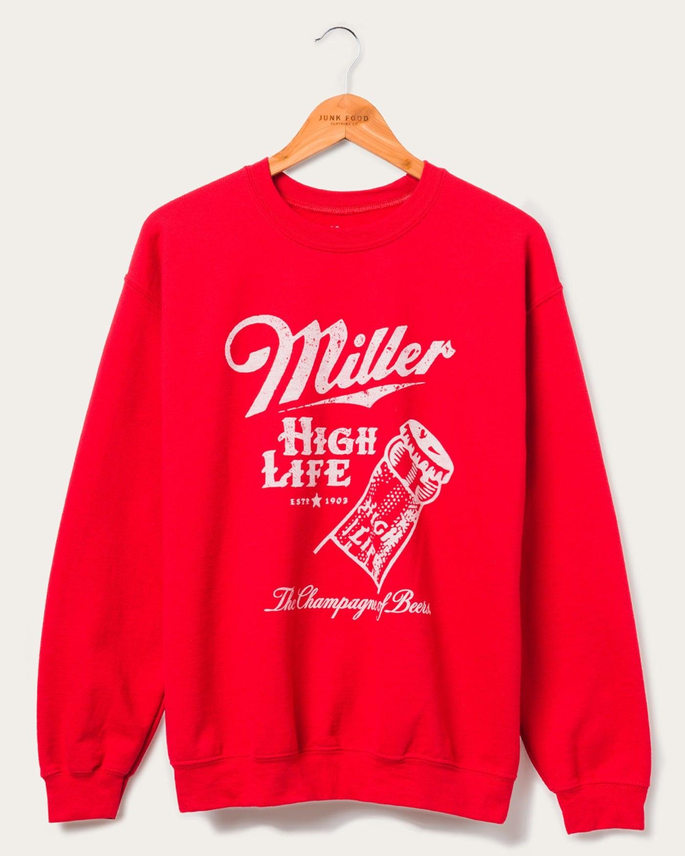 Junk Food Clothing Miller High Life 120Th Anniversary Sketch Flea Market Fleece Pullover by JUNK FOOD CLOTHING