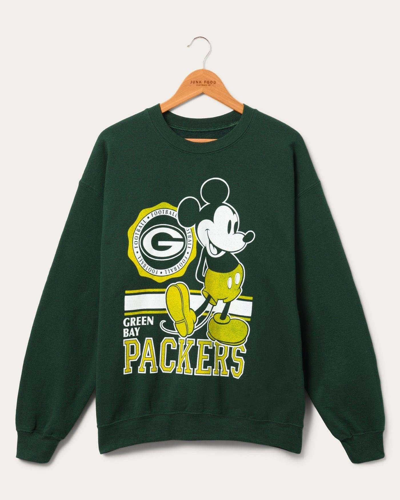 Junk Food Clothing Packers Mickey Crewneck Sweatshirt Fleece by JUNK FOOD CLOTHING