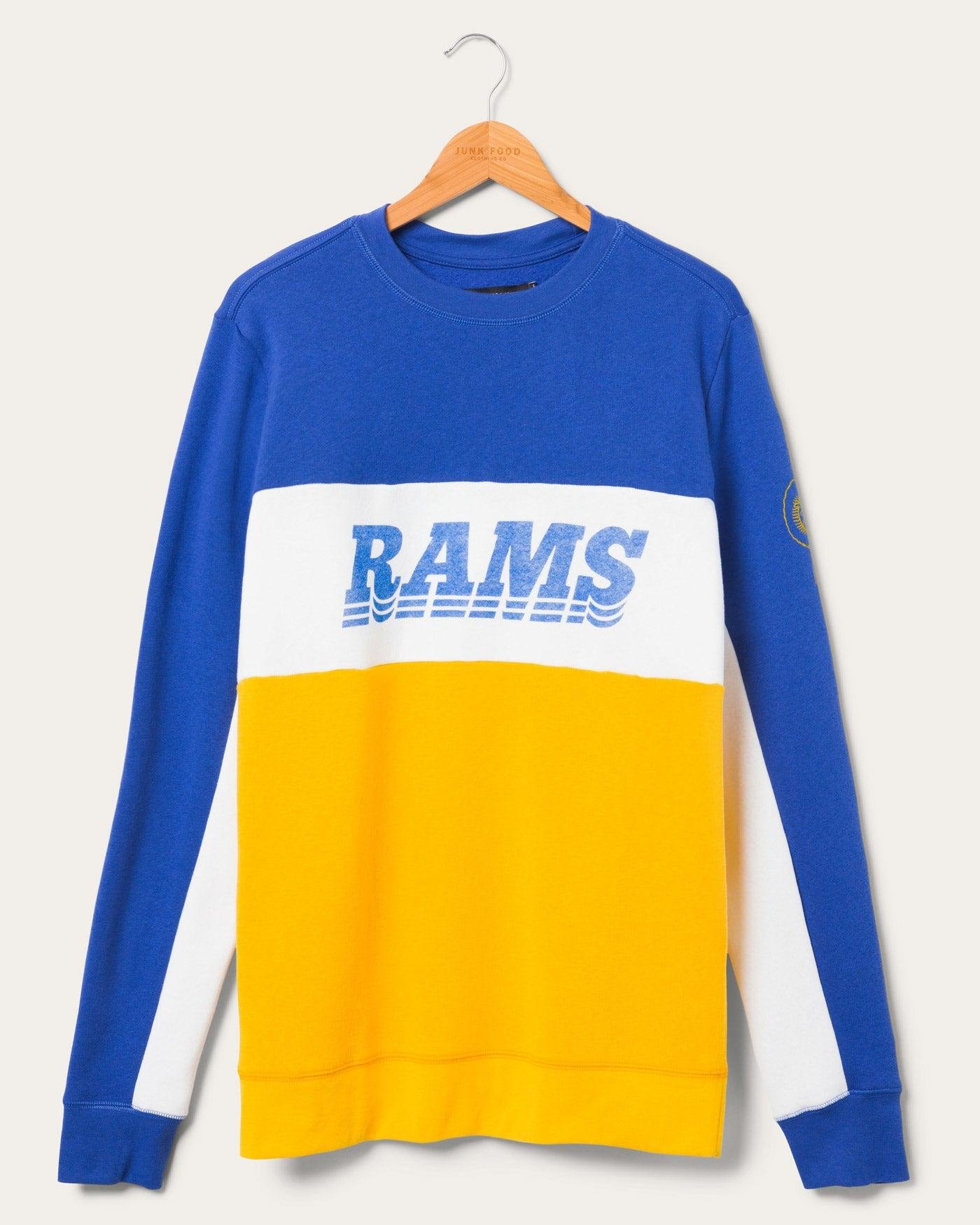 Junk Food Clothing Rams Color Block Crewneck Sweatshirt Fleece by JUNK FOOD CLOTHING