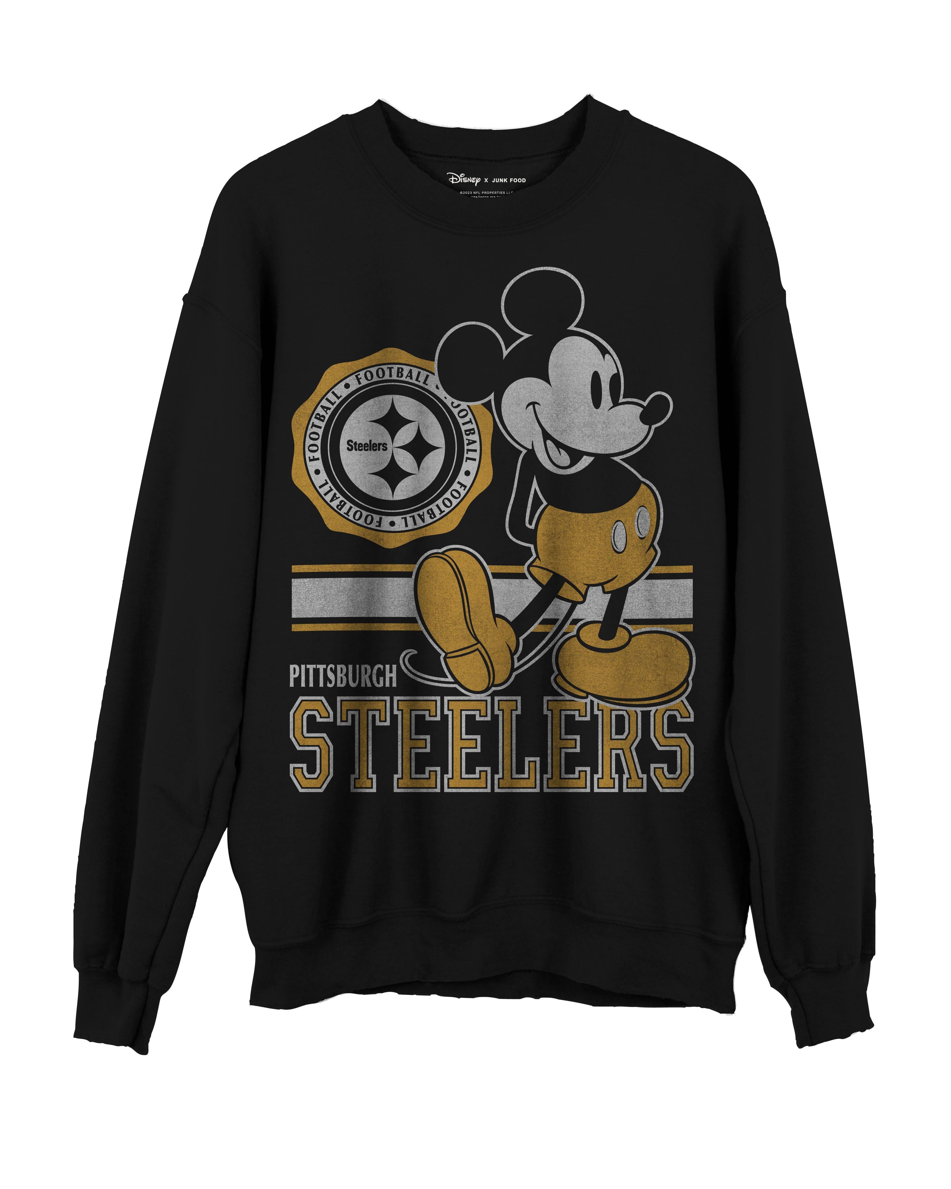 Junk Food Clothing Steelers Mickey Crewneck Sweatshirt Fleece by JUNK FOOD CLOTHING