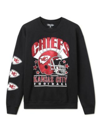 Unisex NFL Kansas City Chiefs Glitter Helmet Flea Market Crew Fleece by JUNK FOOD CLOTHING