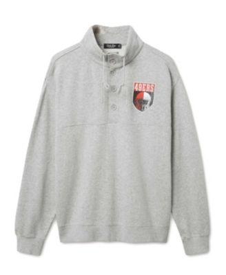 Unisex NFL San Francisco 49ers Slant 1/4 Button Up Fleece by JUNK FOOD CLOTHING