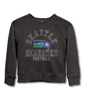 Unisex NFL Seattle Seahawks Flocked Raglan Crew Fleece Sweatshirt - Little Kid by JUNK FOOD CLOTHING