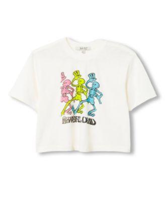 Women's Grateful Dead Dancing Skeletons Crop Mock Neck Tee by JUNK FOOD CLOTHING