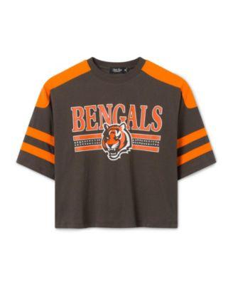 Women's NFL Cincinnati Bengals Striped Bling Crop Tee by JUNK FOOD CLOTHING