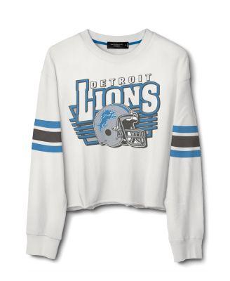 Women's NFL Detroit Lions Kickoff Crop Crew Fleece Sweatshirt by JUNK FOOD CLOTHING