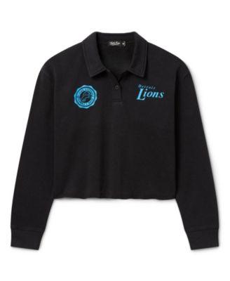 Women's NFL Detroit Lions Polo Crop Fleece by JUNK FOOD CLOTHING