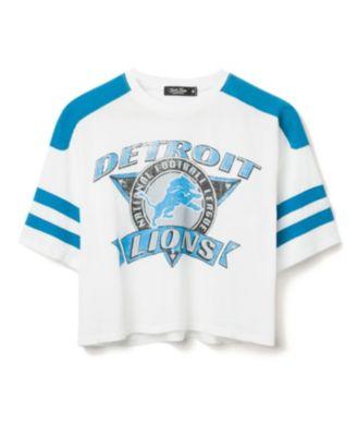 Women's NFL Detroit Lions Striped Crop Tee by JUNK FOOD CLOTHING