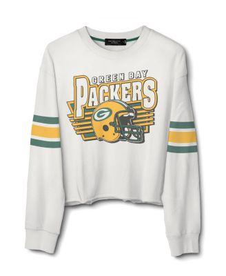 Women's NFL Green Bay Packers Kickoff Crop Crew Fleece Sweatshirt by JUNK FOOD CLOTHING